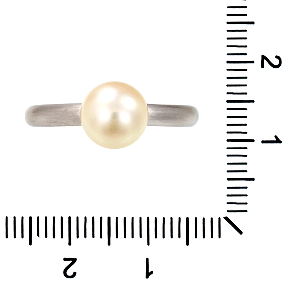 Ring, 18K, Weißgold, Perle