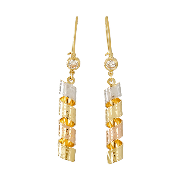 Ohrhänger, 14K, Gelbgold, Rotgold, Weißgold, Zirkonia