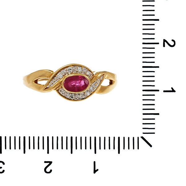 Ring, 14K, Gelb-/Weißgold, Brillant, Rubin