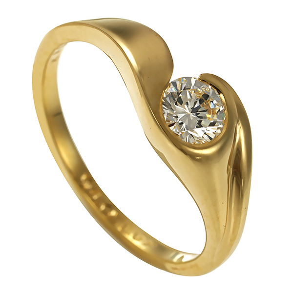 Diamantring, 14K, Gelbgold, Brillant 0,40 ct