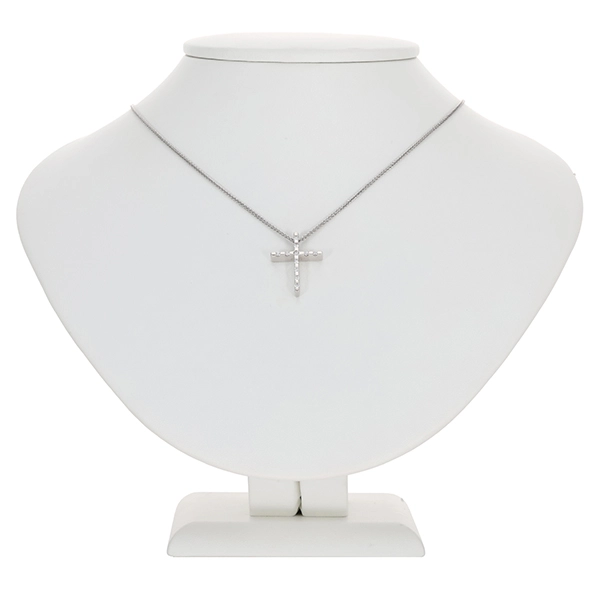 Collier, 14K, Weißgold, Brillanten, Kreuz