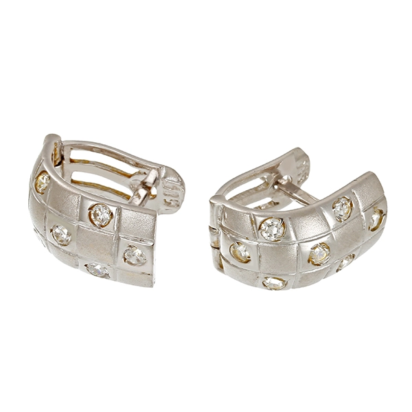 Clip-Stecker, 14K, Weißgold, Zirkonia