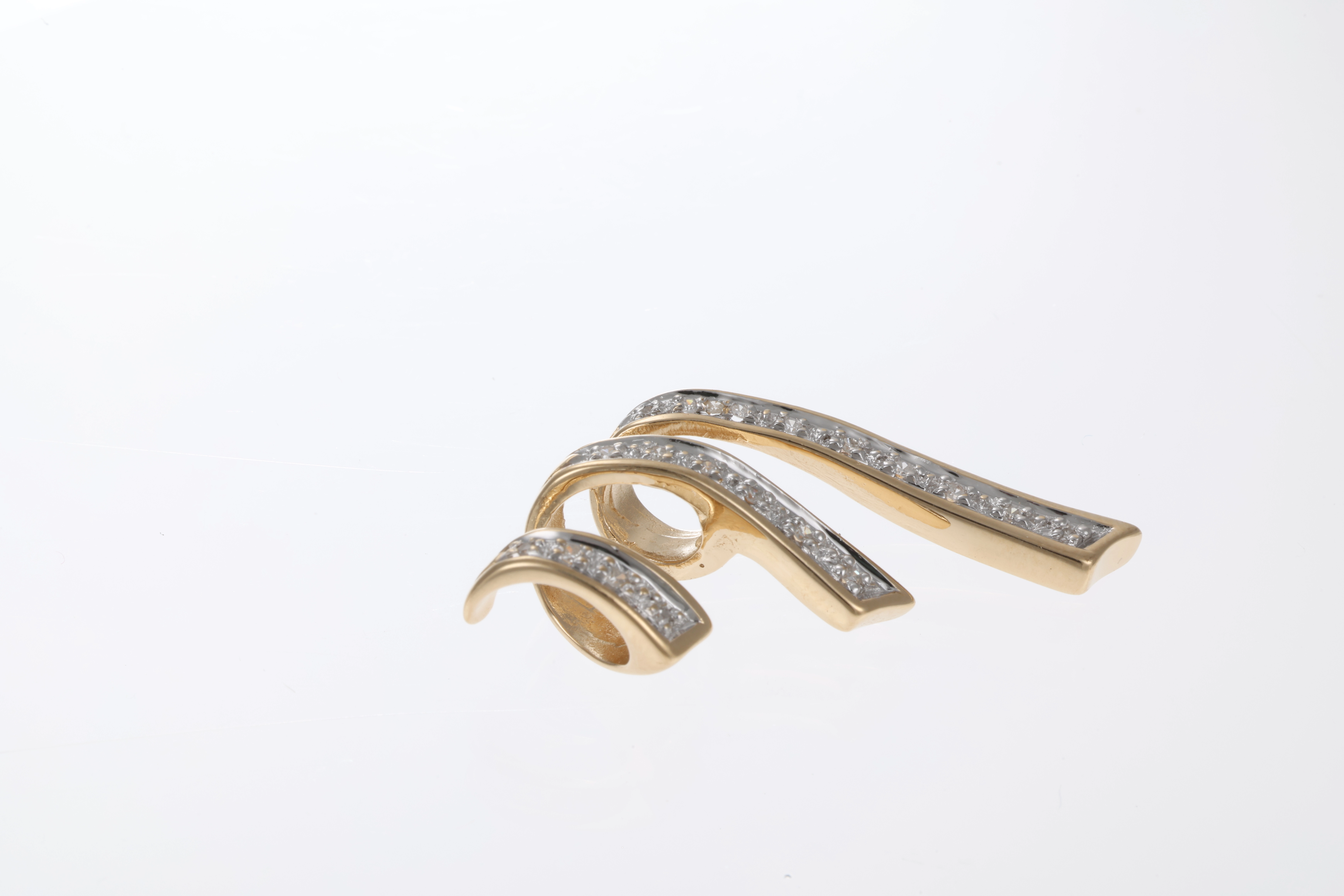 Anhänger, 14K, Gelb-/Weißgold, Diamanten