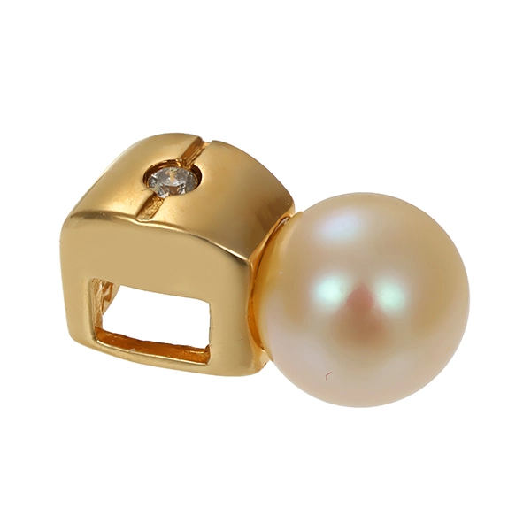 Anhänger, 14K, Gelbgold, Perle, Brillant