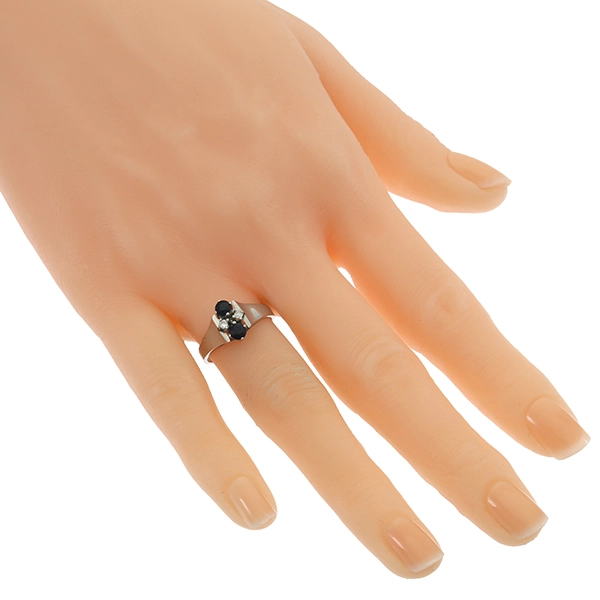 Ring, 14K, Weißgold, Saphire, Diamanten