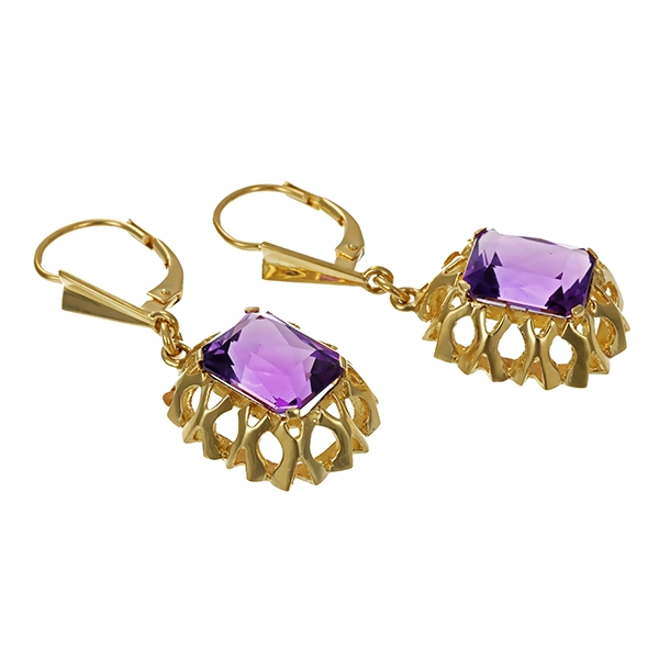 Ohrhänger, 14K, Gelbgold, Amethyste