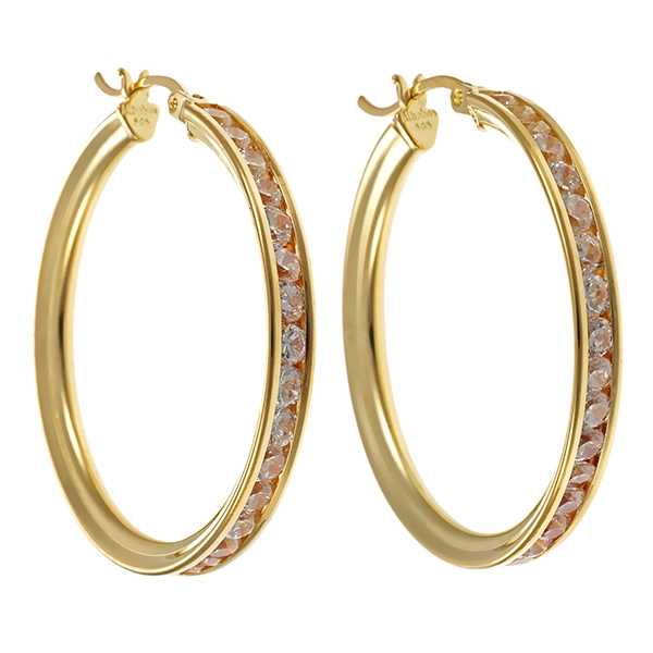 Creolen, 14K, Gelbgold, Zirkonia