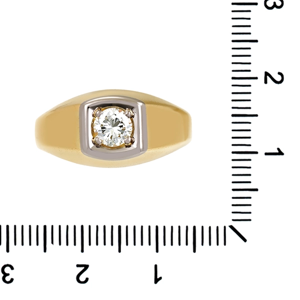 Herrenring, 18K, Weiß-/Gelbgold, Brillant, 0,48 ct