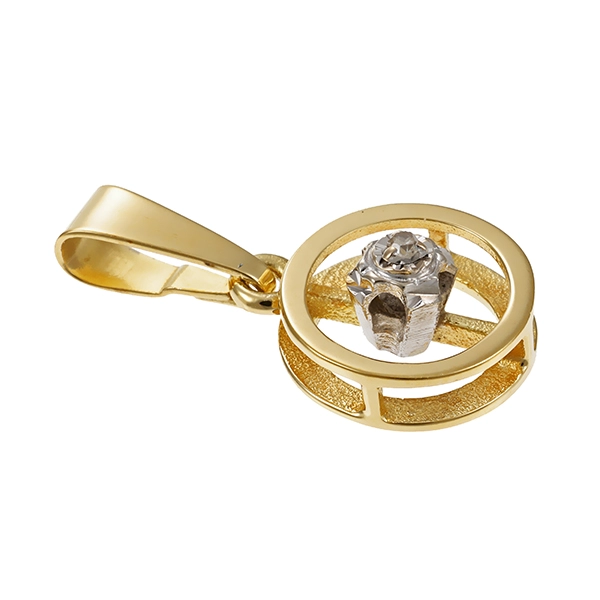 Anhänger, 14K, Gelb-/Weißgold, Diamant