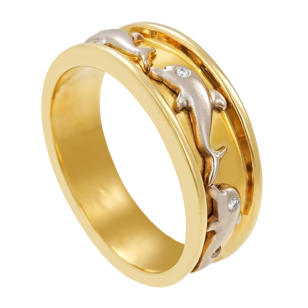Ring, 18K, Gelb-/Weißgold, Brillanten