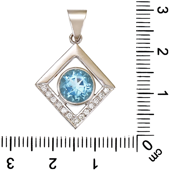 Anhänger, 18k, Weißgold, Brillant, synthetischer Spinell