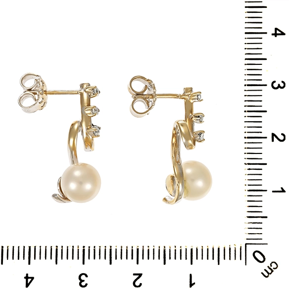 Steckhänger, 18K, Weißgold, Perlen, Zirkonia
