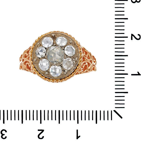 Ring, 8K, Rotgold, Diamantrosen