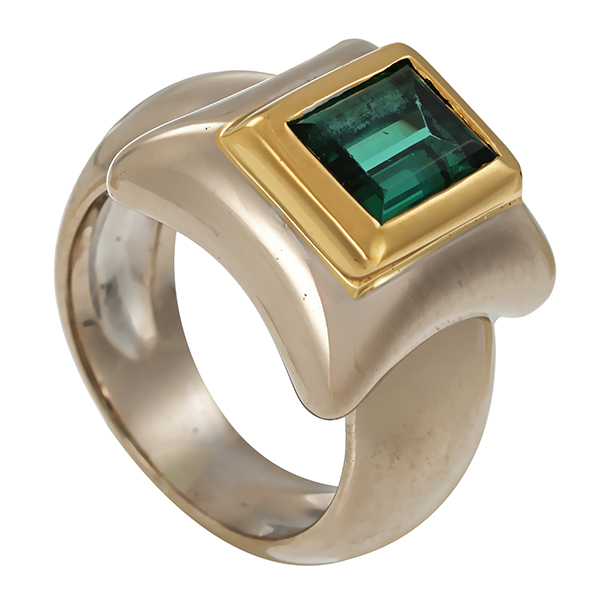 Ring, 18K, Gelb-/Weißgold, Turmalin