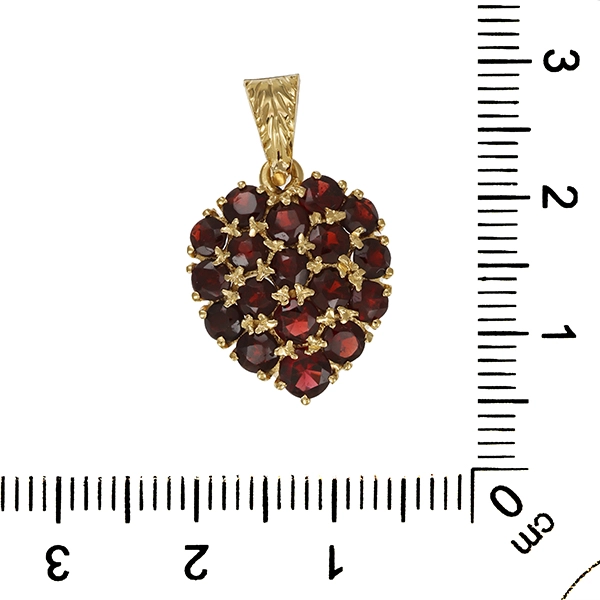 Anhänger, 14K, Gelbgold, 18 Granate