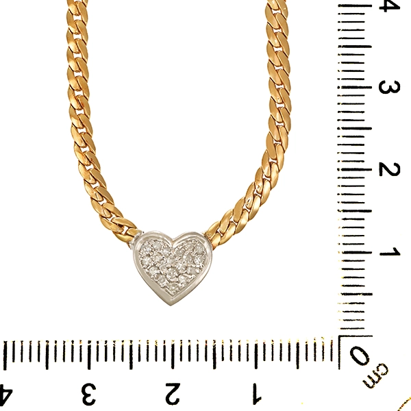 Collier, 8K, Gelb-/Weißgold, Diamanten