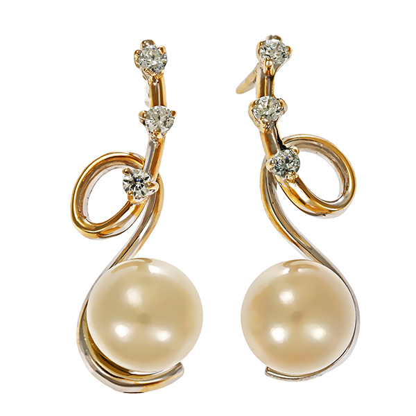 Steckhänger, 18K, Weißgold, Perlen, Zirkonia
