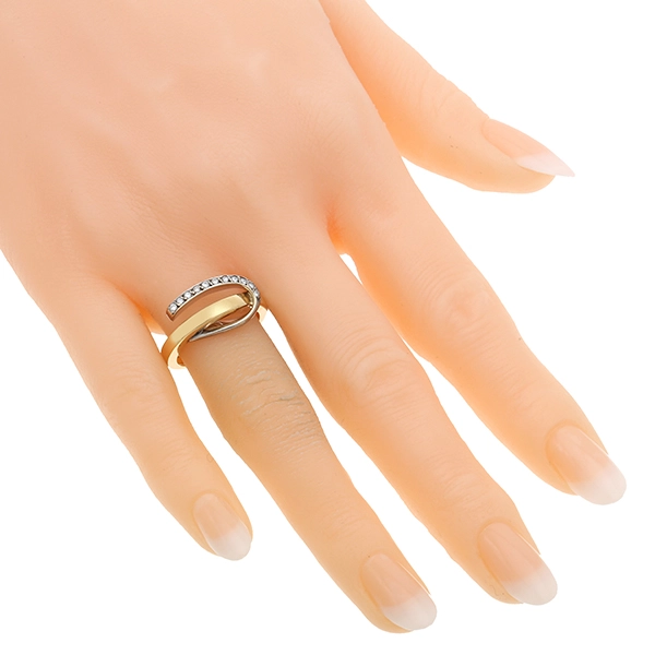 Diamantring, 18K, Gelb-/Weißgold, Brillanten 0,11 ct