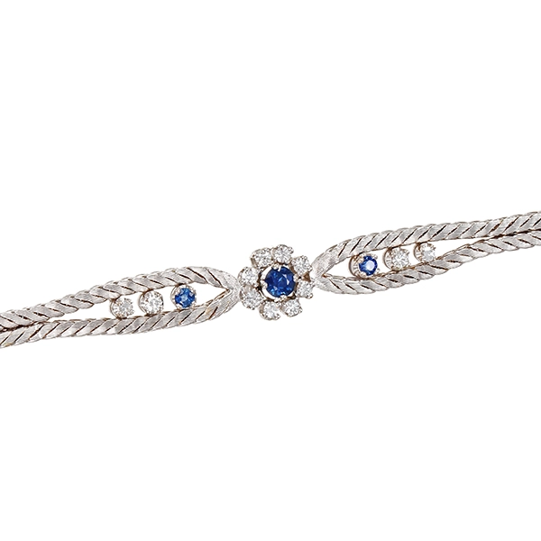 Armband, 14K, Weißgold, Saphire, Brillanten, Diamanten