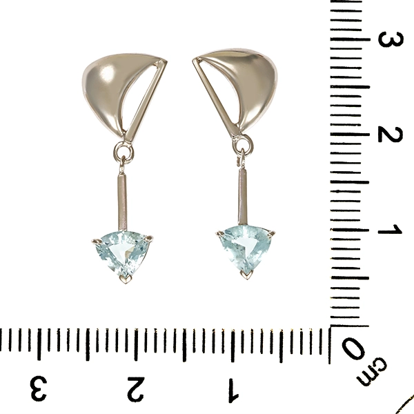 Ohrringe, 14K, Weißgold, Topas blau