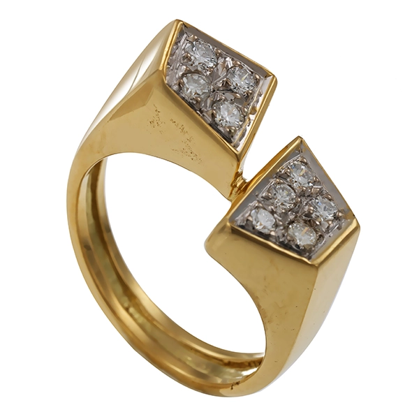 Brillantring, 18K, Gelb-/Weißgold