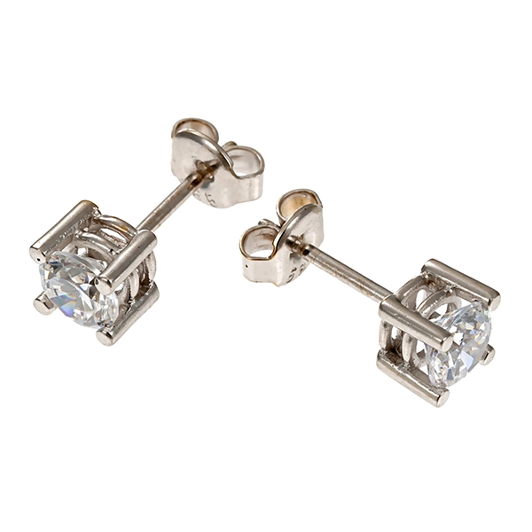 Ohrstecker, 14K, Weißgold, Zirkonia