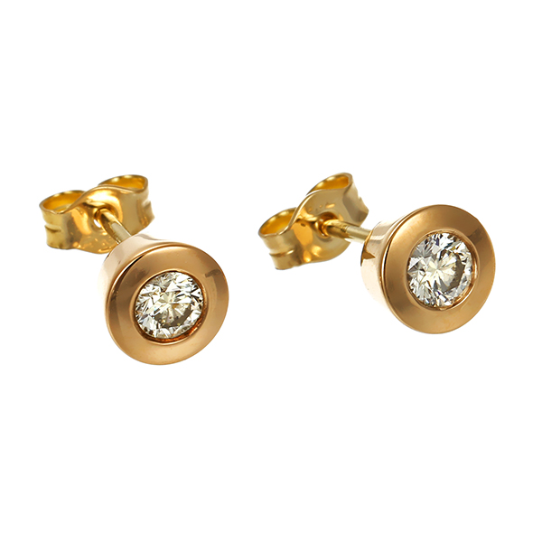 Ohrstecker, 14K, Gelbgold, Brillanten, Solitärstecker