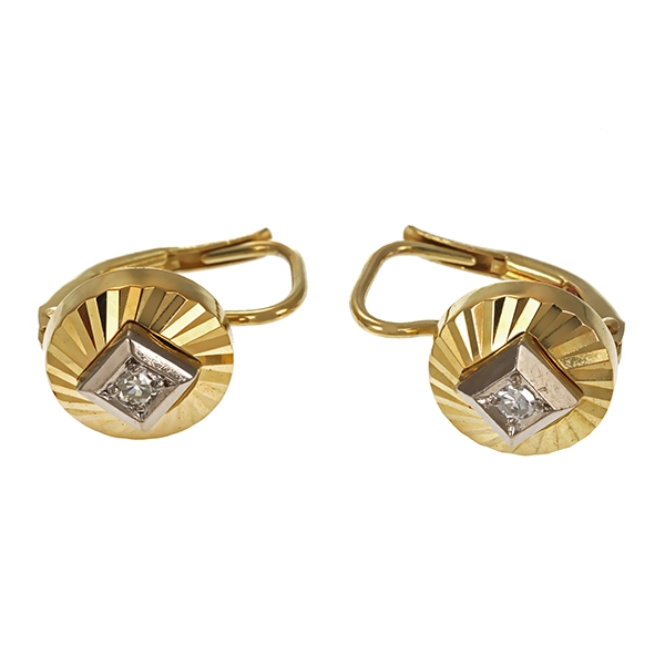 Ohrhänger, 14K, Gelb-/Weißgold, Diamanten