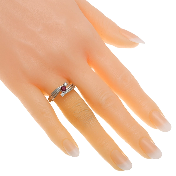 Ring, 14K, Weißgold, Rubin, Brillanten