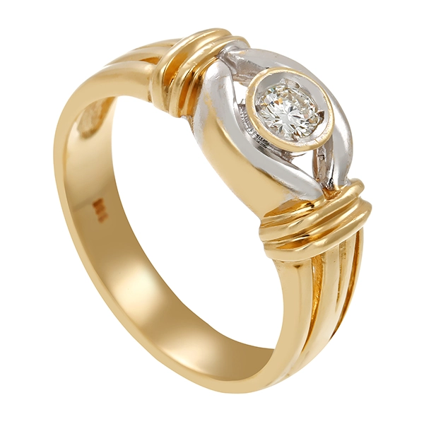 Diamantring, 14K, Gelb-/Weißgold, Brillant