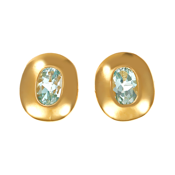 Ohrstecker, 14K, Gelbgold, Aquamarin