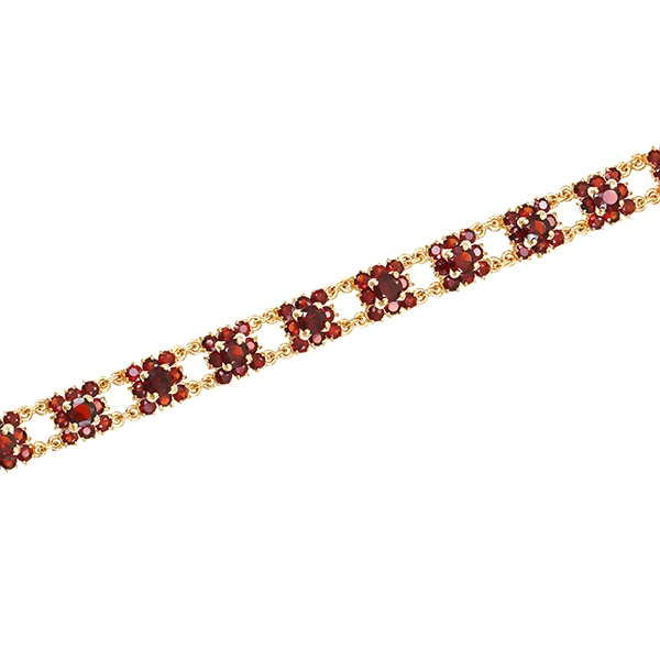 Armband, 14K, Gelbgold, Granat
