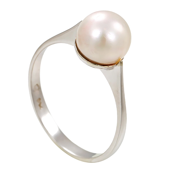 Ring, 18K, Weißgold, Perle