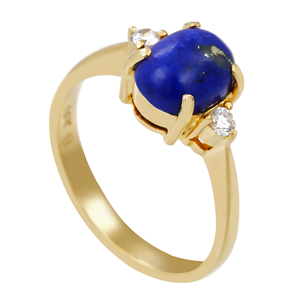 Ring, 14K, Gelbgold, Lapis, Zirkonia