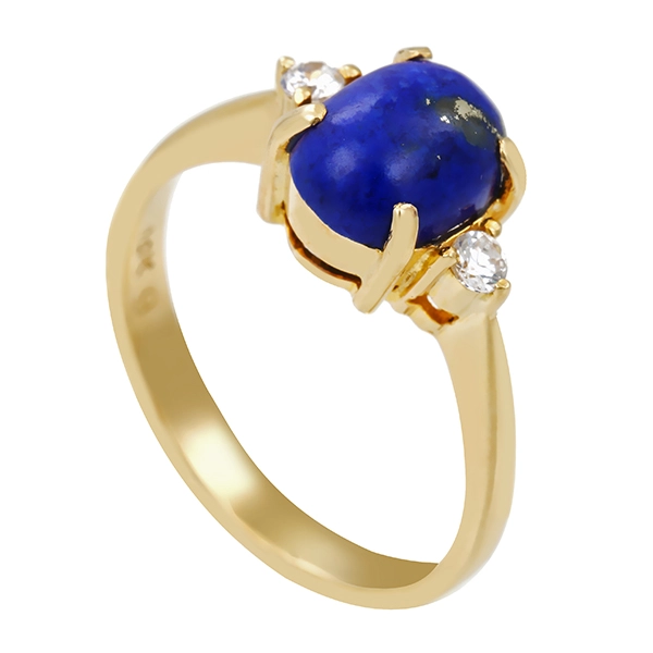 Ring, 14K, Gelbgold, Lapis, Zirkonia