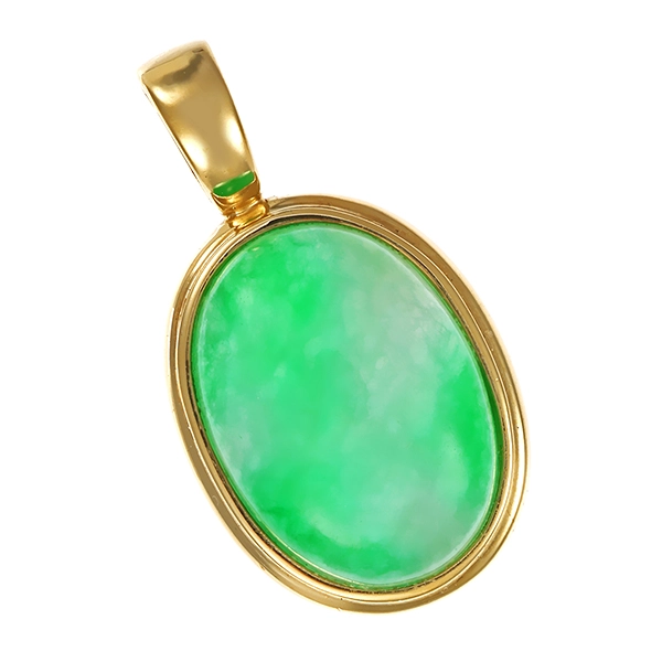 Anhänger, 9K, Gelbgold, Jade