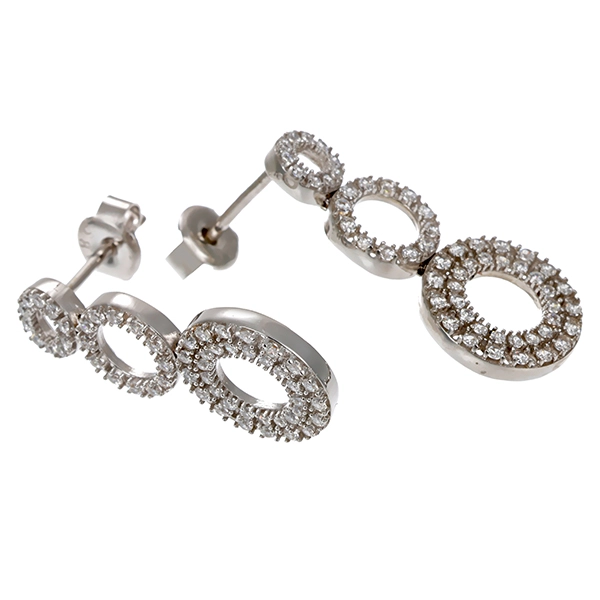 Ohrhänger, 14K, Weißgold, Zirkonia