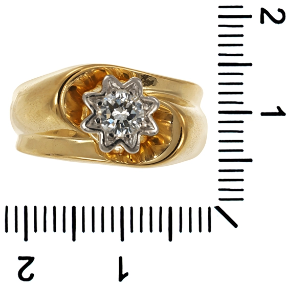 Diamantring, 14K, Gelb-/Weißgold, Brillant 0,32 ct