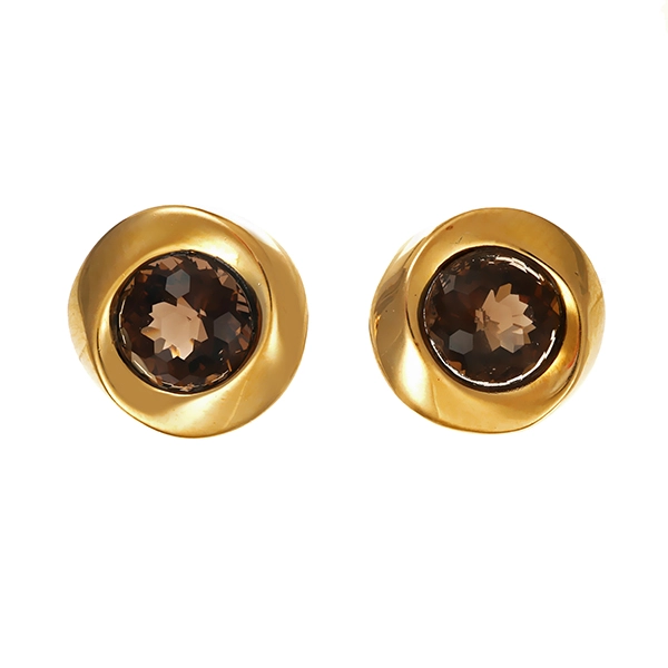 Ohrstecker, 14K, Gelbgold, Rauchquarz