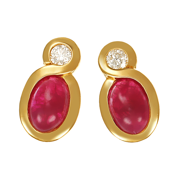 Uhrstecker, 18K, Gelbgold, Rubin, Brillant