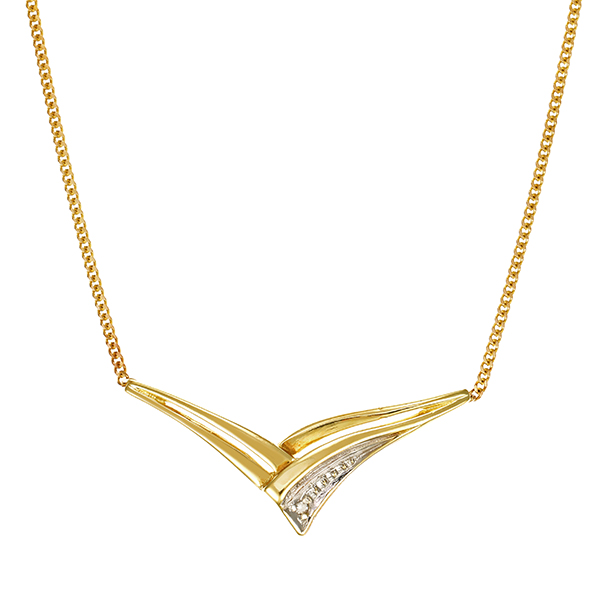 Collier, 14K, Gelb-/Weißgold, Diamant