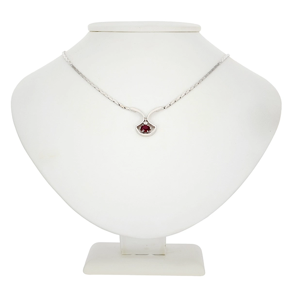 Collier, 14K, Weißgold, Rubin, Brillant