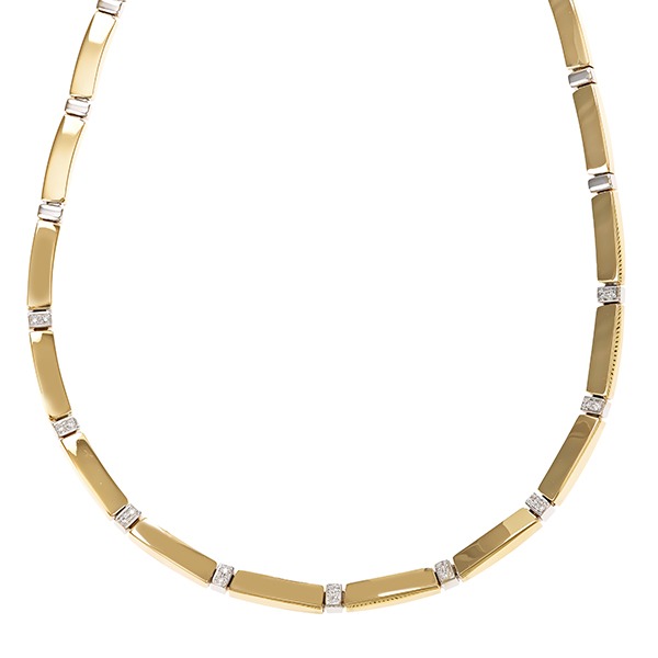 Collier, 14K, Gelb-/Weißgold, Brillanten