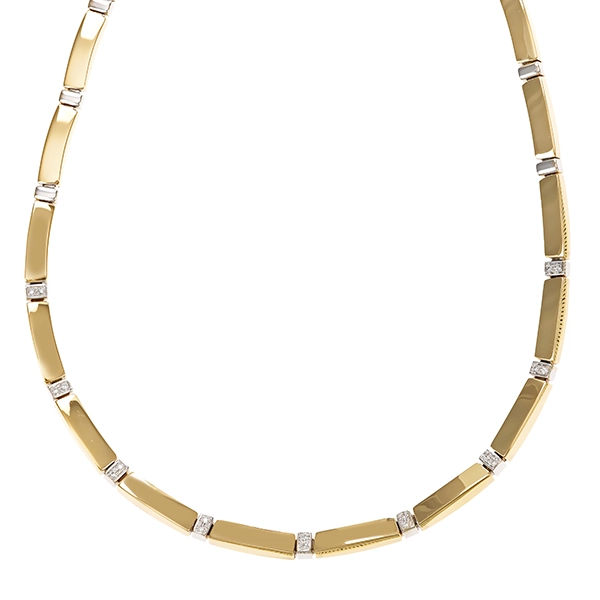 Collier, 14K, Gelb-/Weißgold, Brillanten