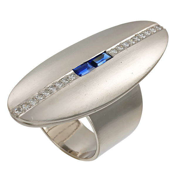Ring, Platin 950, Saphire, Brillanten
