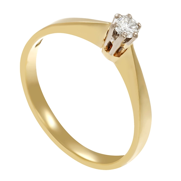 Diamantring, 14K, Gelb-/Weißgold, Brillant 0,10 ct