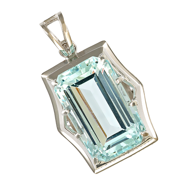 Anhänger, 14K, Weißgold, Aquamarin