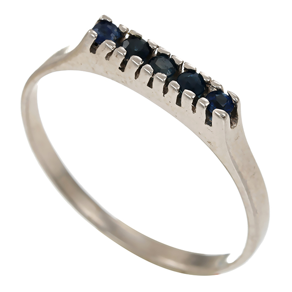 Ring, 8K, Weißgold, Saphir