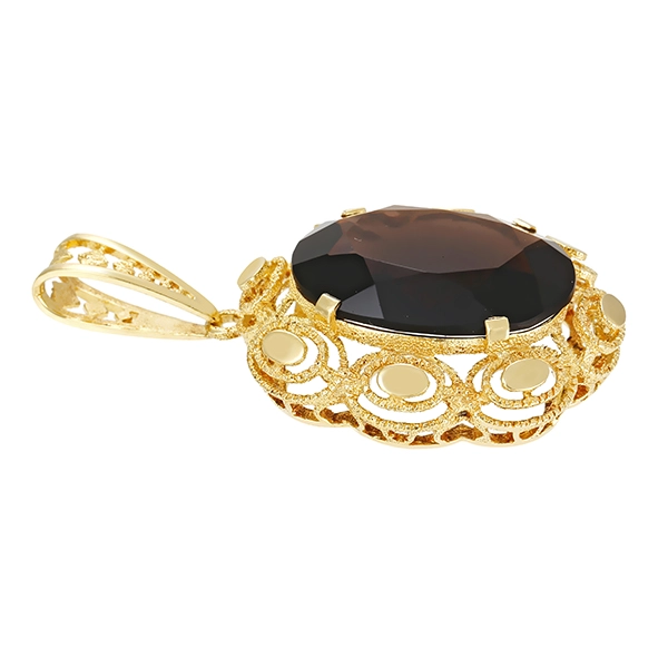 Anhänger, 14K, Gelbgold, Rauchquarz