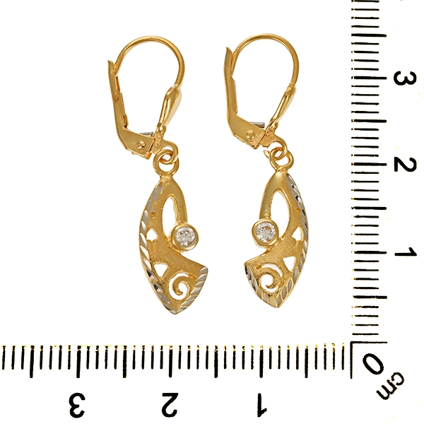 Ohrhänger, 14K, Gelb-/Weißgold, Zirkonia